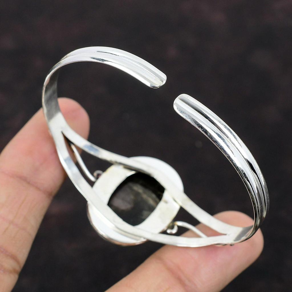 Перламутровый браслет из стерлингового серебра 925 пробы, браслет-манжета, настоящий драгоценный камень, регулируемый браслет, браслет-манжета ручной работы, подарок для мамы, уникальные ювелирные изделия