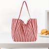 Women Striped Single Shoulder Bag Large Capacity Canvas Tote Bag Ladies Girls Casual Hobo Handbag Purse