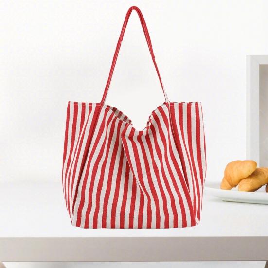 Women Striped Single Shoulder Bag Large Capacity Canvas Tote Bag Ladies Girls Casual Hobo Handbag Purse