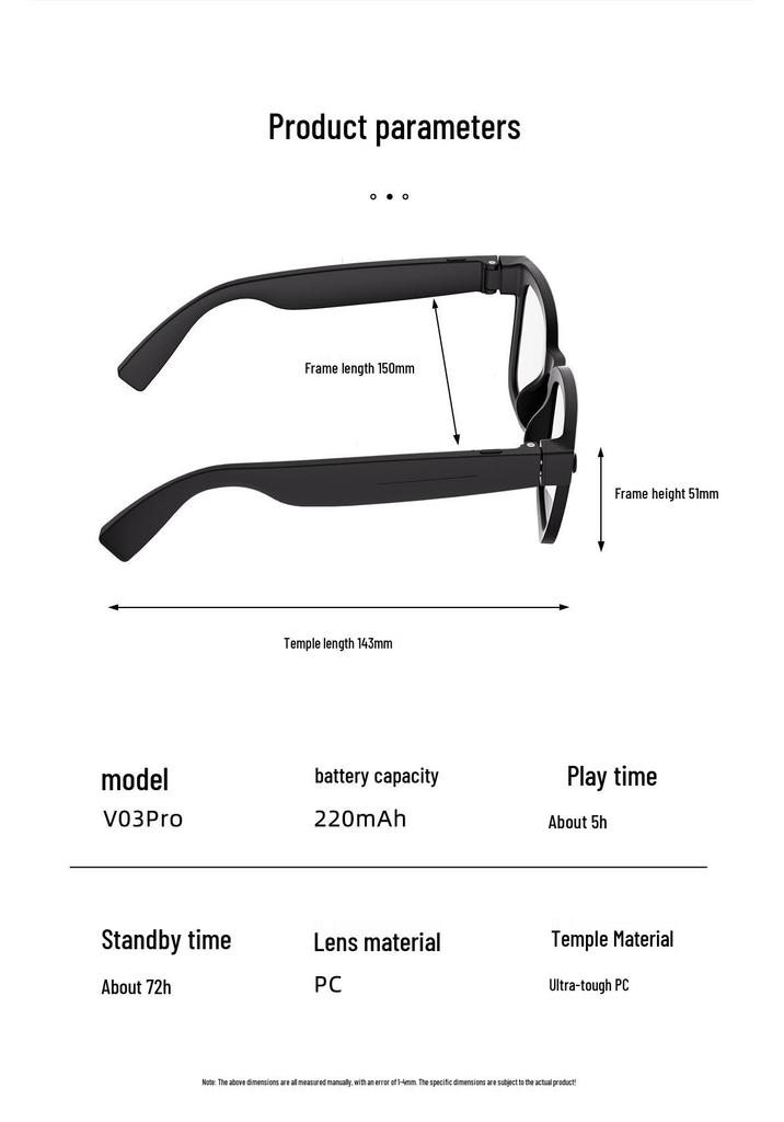AI Smart Glasses with 800W HD Pixel Camera, Optical Image Stabilization, Bluetooth Voice Calls, and Real-time Translation.