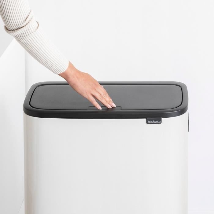 Poubelle - BRABANTIA - Bo Touch Bin Hi - 60 L - Blanc - Touch