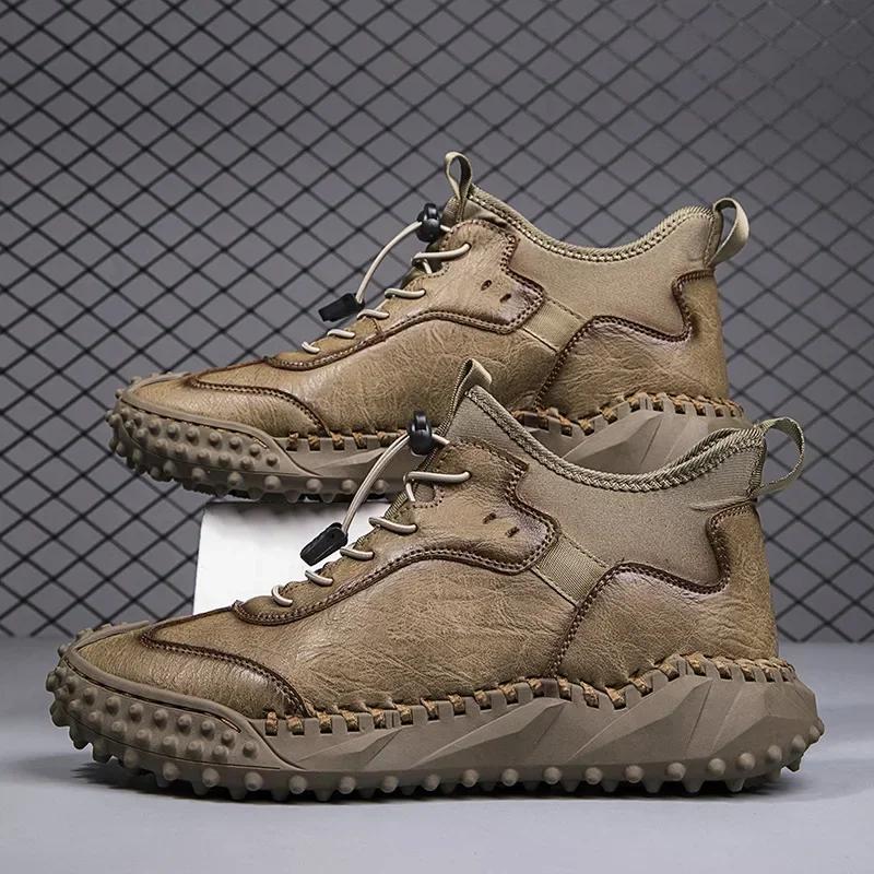 Мужская кожаная повседневная обувь ручной работы, повседневные ботильоны для мужчин, осень-зима, модная повседневная обувь для активного отдыха, мужские ботинки Hombres Botas