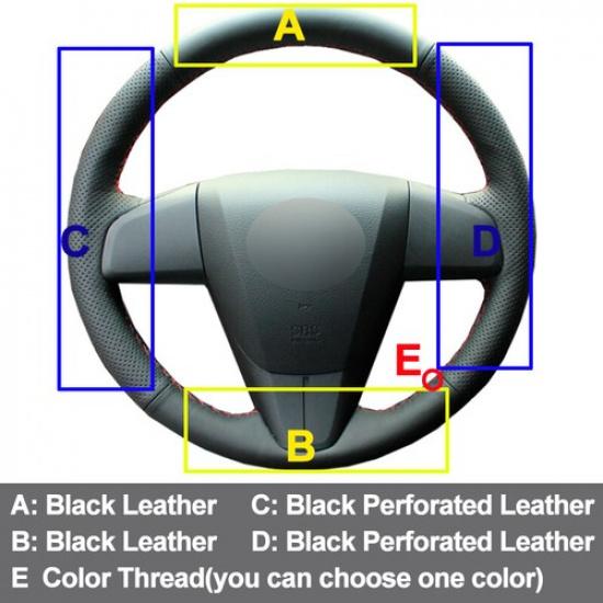 Hand Sewing Car Steering Wheel Cover Wrap For Mazda BT-50 II 2012 - 2018