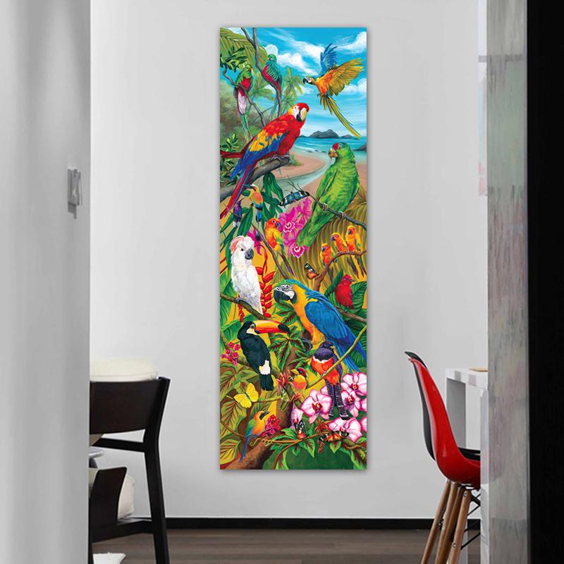 Parrots On Branch Posters And Prints Animal Flowers Canvas Painting Abstract Wall Art Pictures for Living Room Modern Home Decor