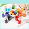 Ball Wooden Educational Cup Set For Childrens Color Recognition Skills Cognitive