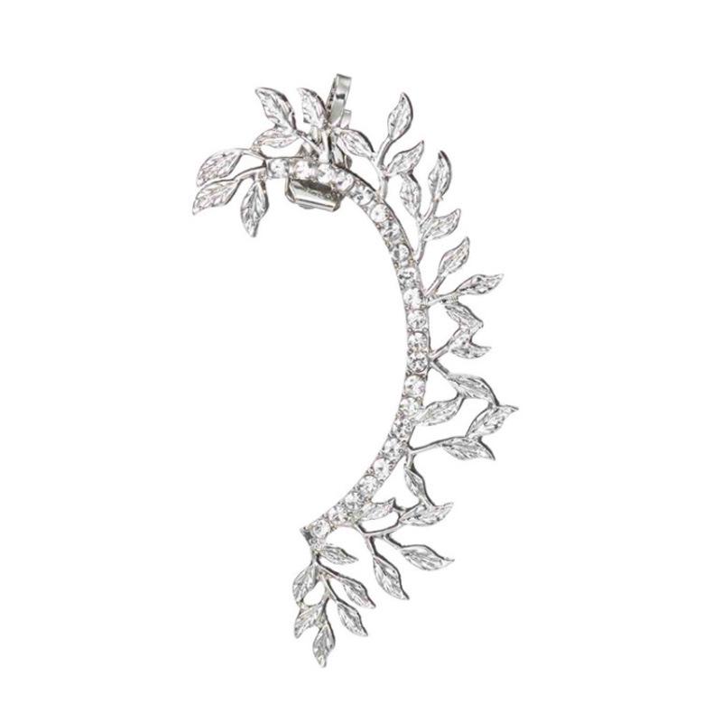 Retro Diamond Leaf Clip-On Earrings - Unique Cross-Border Women’s Jewelry