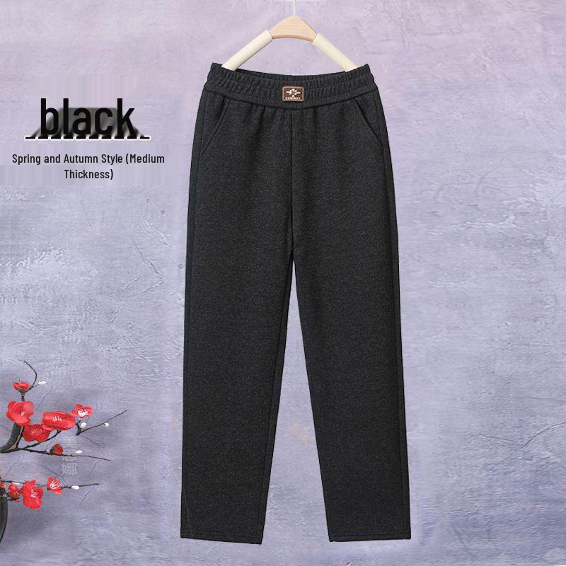 Fleece-Lined Winter Pants for Elderly Women - Elastic Waist, High-Waisted, Loose, Stretchy, Casual, Thick, Slimming Fit