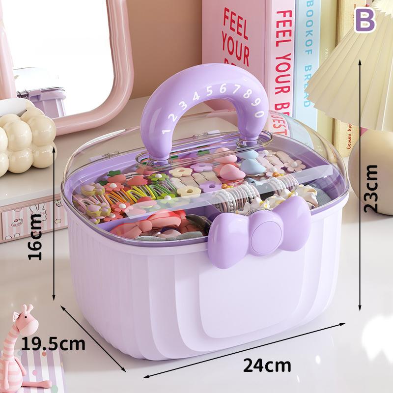 Двухслойная коробка для хранения заколок, симпатичная шкатулка для украшений для девочек, детская коробка для хранения аксессуаров для волос, многослойный контейнер для хранения