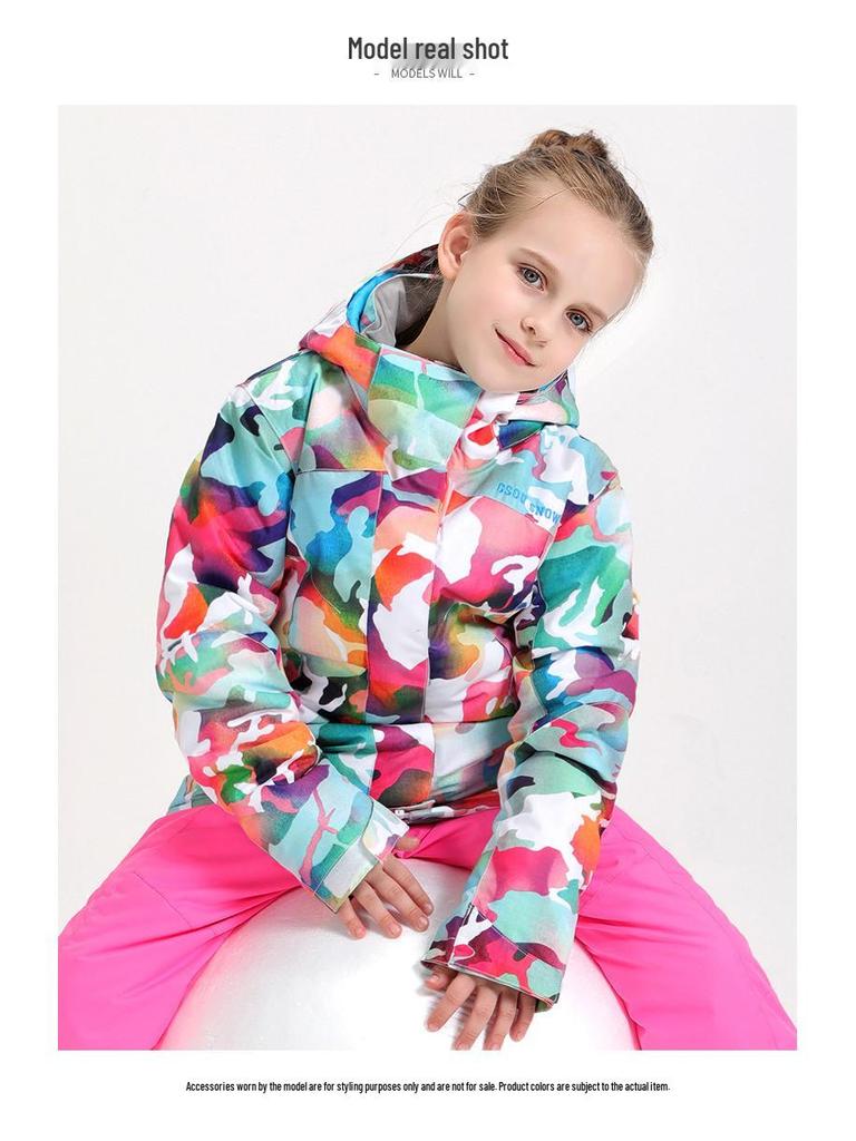 Детская ветрозащитная водонепроницаемая лыжная куртка Gsousnow - Теплый лыжный костюм для мальчиков и девочек для улицы