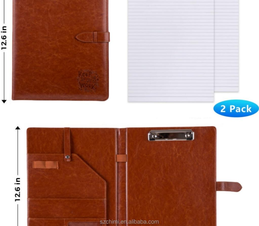 Leather Clipboard Padfolio Portfolio Organizer With Card Holder 2pcs Letter Size Writing Pad for Interview Business