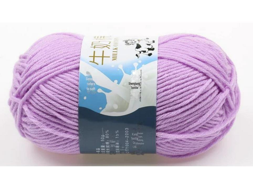 Комплект из 5 нитей детской шерстяной шапки и шарфа из молочной хлопковой пряжи средней толщины, ручная работа