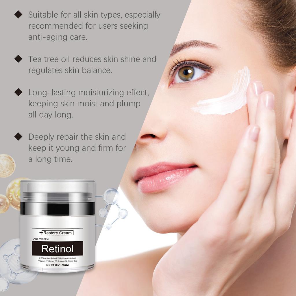 Крем для ухода за кожей с ретинолом, осветляет мелкие морщины, увлажняет, смягчает и питает кожу