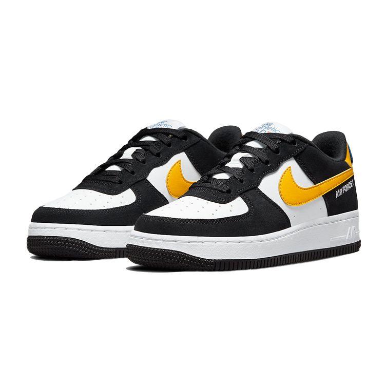 Nike Кроссовки Nike Air Force 1 LV8 GS Черно-белые с темно-желтым для детей DH9597-002