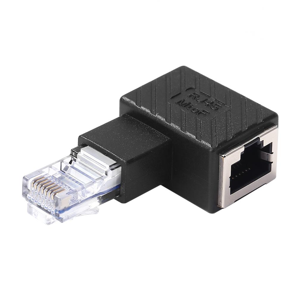RJ45 Male To Female Converter 90 Degree Extension Adapter LAN Ethernet Connector