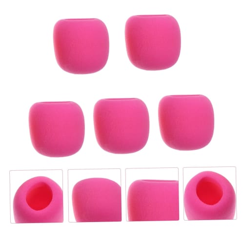 ERINGOGO 5-Piece Microphone Sponge Cover with Windproof Protection, Pink, for Conference Rooms