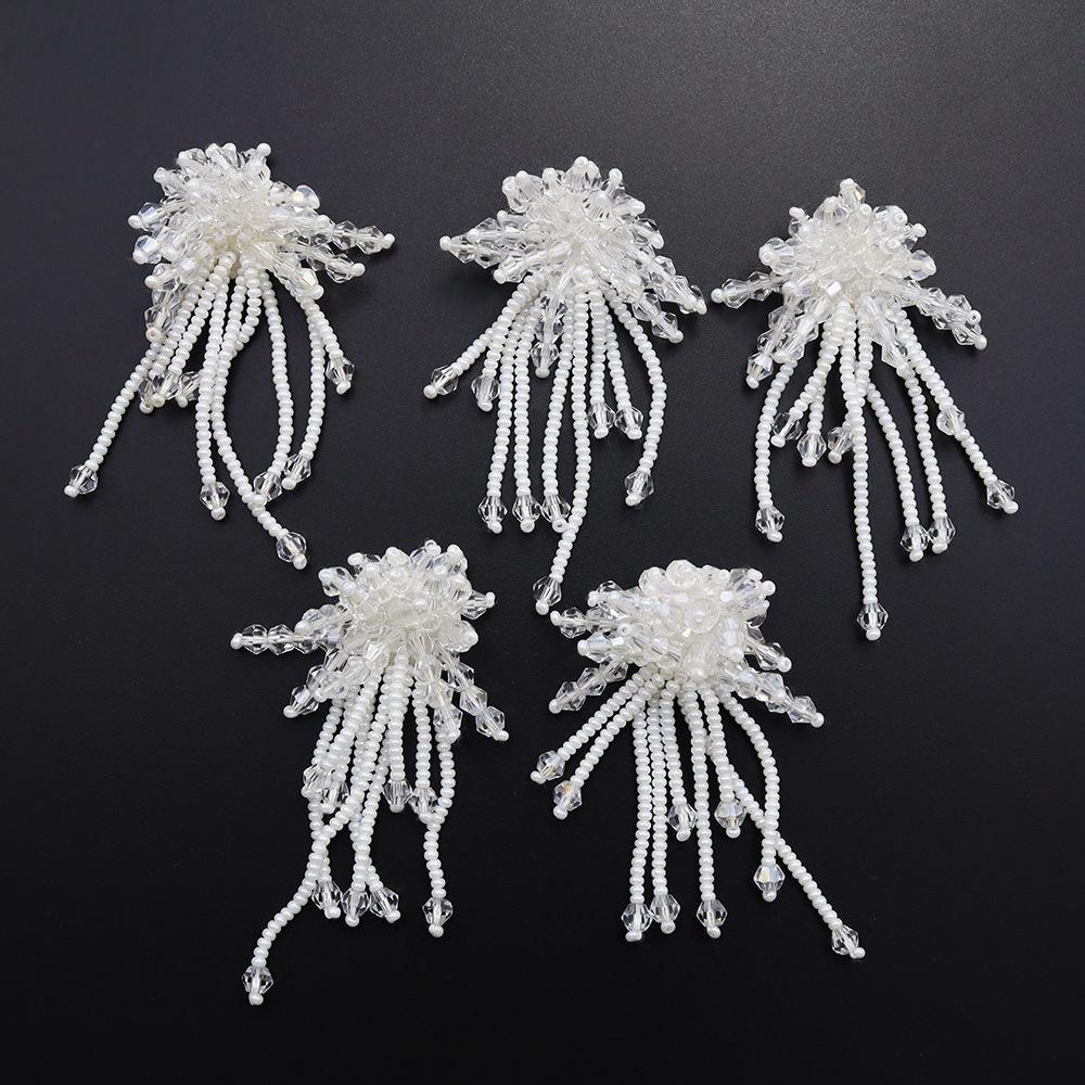Woven Tassel Pearl Flower Accessories for Dresses, Gowns, Shoes, and Bags.