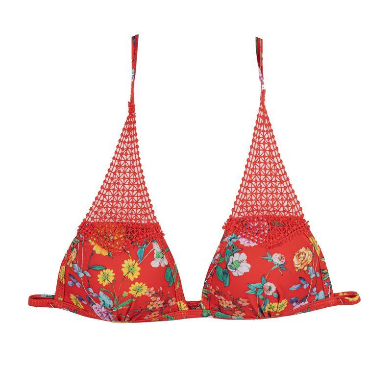 Женский купальник высокого давления из двух частей с красным цветком