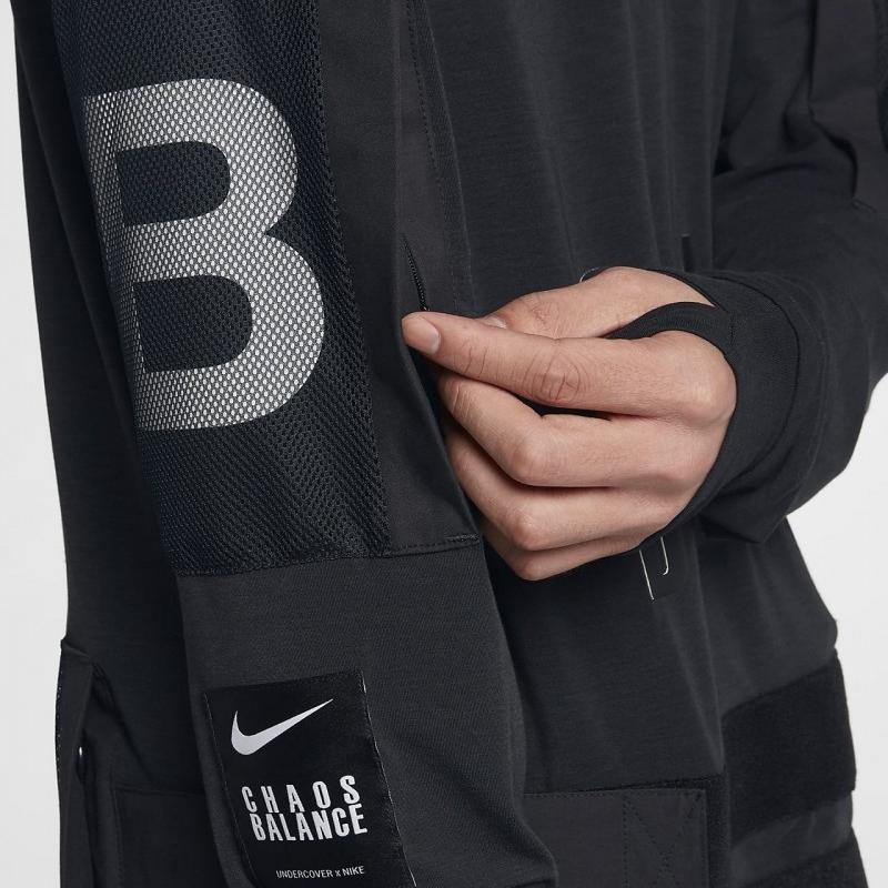 Nike Совместная мужская футболка с круглым вырезом и длинным рукавом с буквенным принтом, черные топы BV7133-010