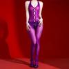 5D Glossy See-through Chest Bowknot Hollow Out One-piece Stockings Open Crotch No-take-off backless Halter Erotic Stockings
