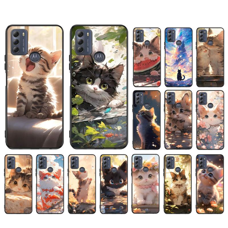 Чехол для телефона с милым котом для Moto G84 G22 G32 G42 G52 G62 G53 G72 G60 G60S G100 G10 G20 G30 G13 G50 G 5G G Pure