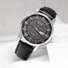Наручные часы Популярные водонепроницаемые стильные аналоговые наручные часы кварцевые римские цифры брендовые деловые кожаные часы с ремешком [BUREI] мужские серебристо-черные