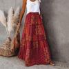 Женская юбка-макси с эластичным шнурком и высокой талией, свободная, с большим подолом, трапециевидной формы, в стиле пэчворк, плиссированная, винтажная, в стиле бохо, с этническим принтом, отпускная юбка