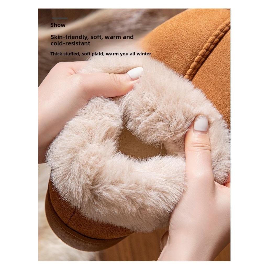 Хлопковая обувь, Женская осенне-зимняя хлопковая обувь, Высокие теплые хлопковые ботинки, Плюшевая хлопковая обувь, Хлопковая обувь для пар, Уличная хлопковая обувь