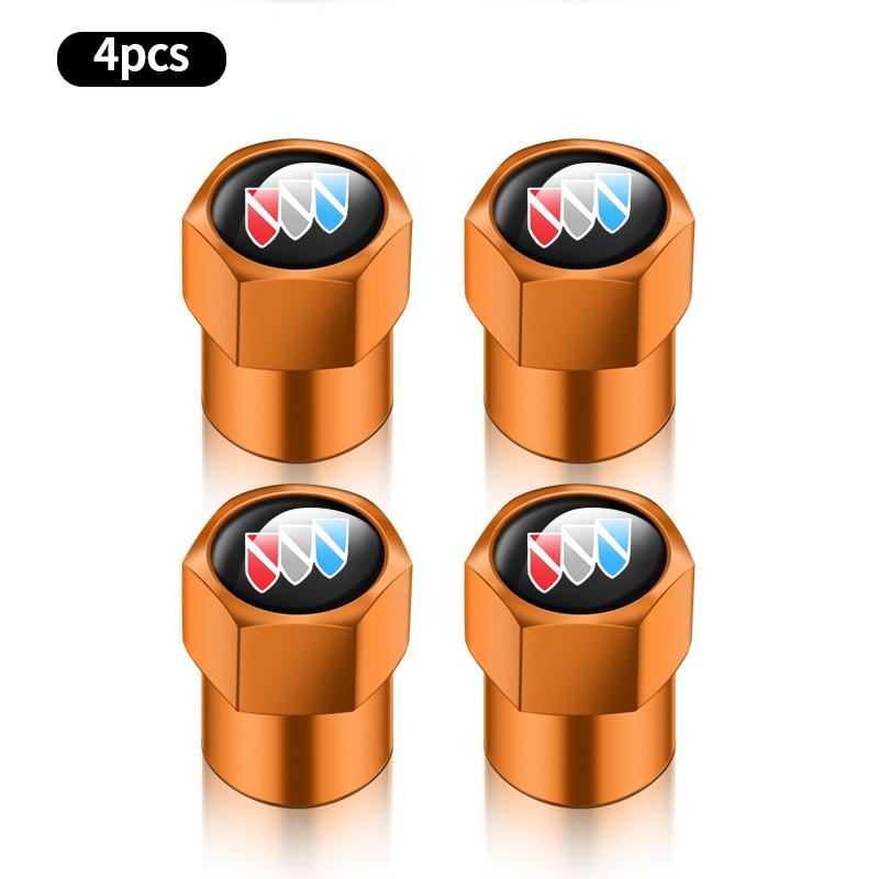 EHL2 4Pcs Car Tire Valve Caps Metal Styling Tyre Air Stems Cover For Buick Enclave Regal Lacrosse Encore Excelle Envision GL6 GL8 HRV