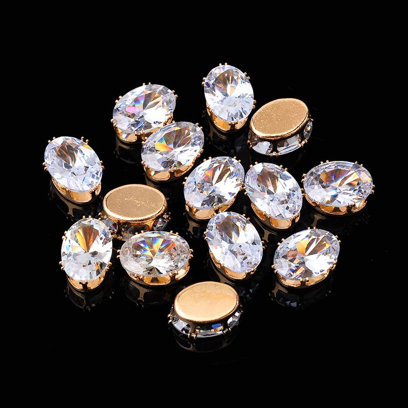 Стразы из циркония с плоской основой в форме капли кубического циркония Когти Пришиваем прозрачный циркон для колец Серьги Аксессуары для одежды своими руками