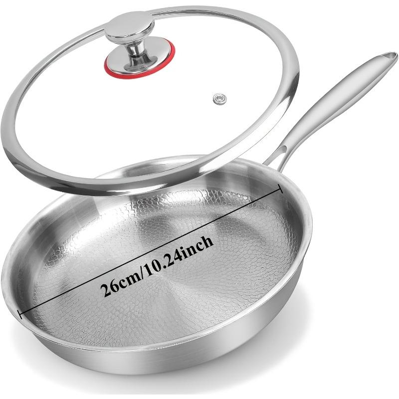 Upgraded Titanium Hammered Frying Pan with Lid Titanium Non-stick Frying Pan Scratch-Resistant Heats Evenly For All Stovetops