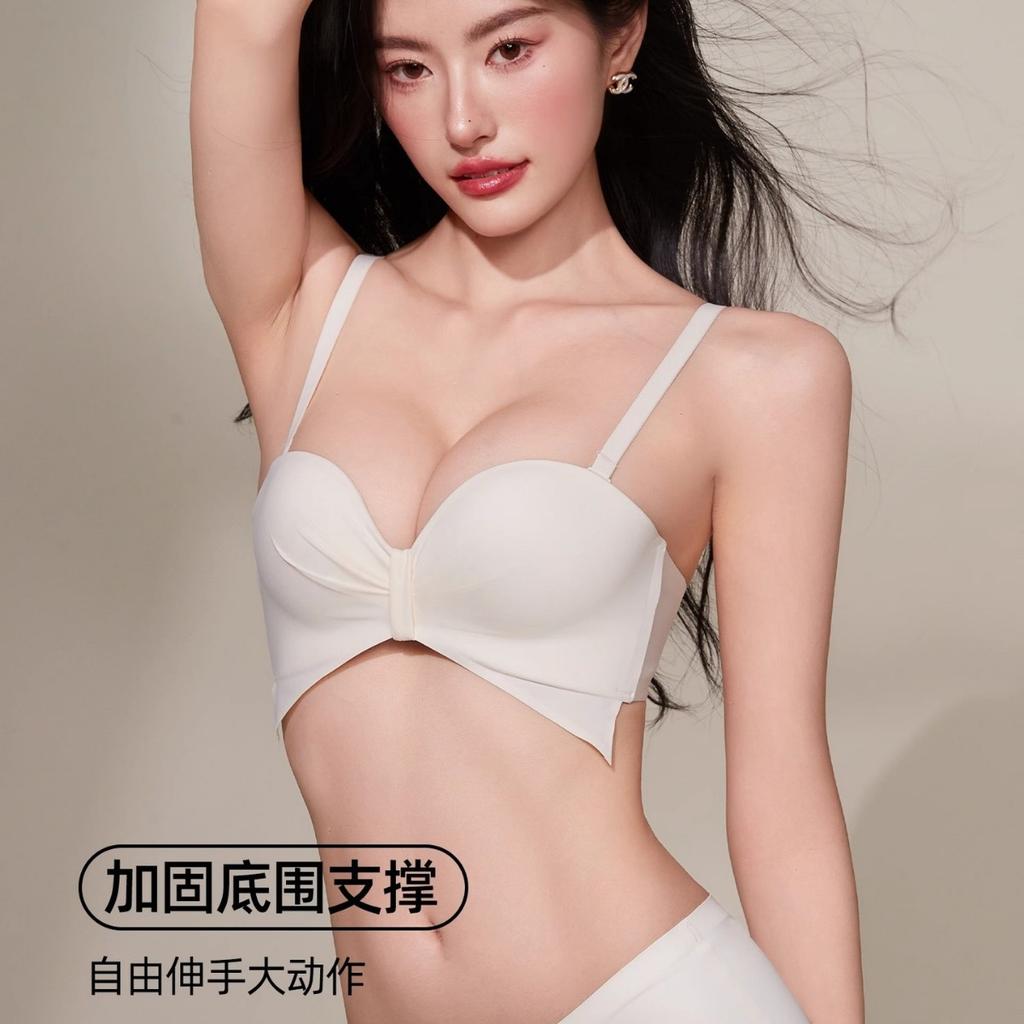 Underwear women's small breasts gather and show large breasts, round cup, seamless bra, no steel ring bra women