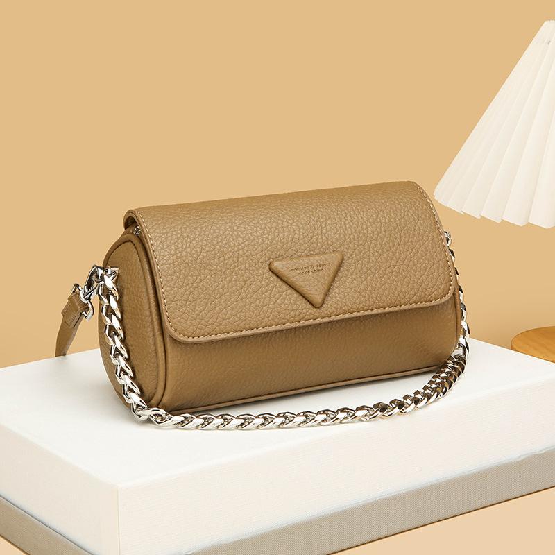 Retro Texture Bag Women'S Fashion Cylinder Pillow Bag Solid Color Shoulder Oblique Span Bag