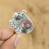 Natural Rhodonite Gemstone 925 Silver Promise Flower Adjustable Ring For Women