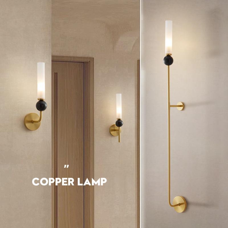 Nordic Modern Glass Wall Decoration Lights Bedside Corridor Board Balcony Wall Lamp Marble Base Illumination Atmosphere LED