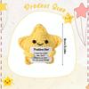 Funny Positive Crochet Star Doll Desktop Ornament Handmade Cheer Emotional Support Positive Star with Card Home Party Decoration