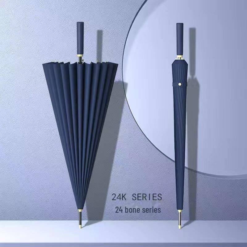 24-Bone Long Handle Umbrella: Large, Double-Reinforced Automatic Business Umbrella