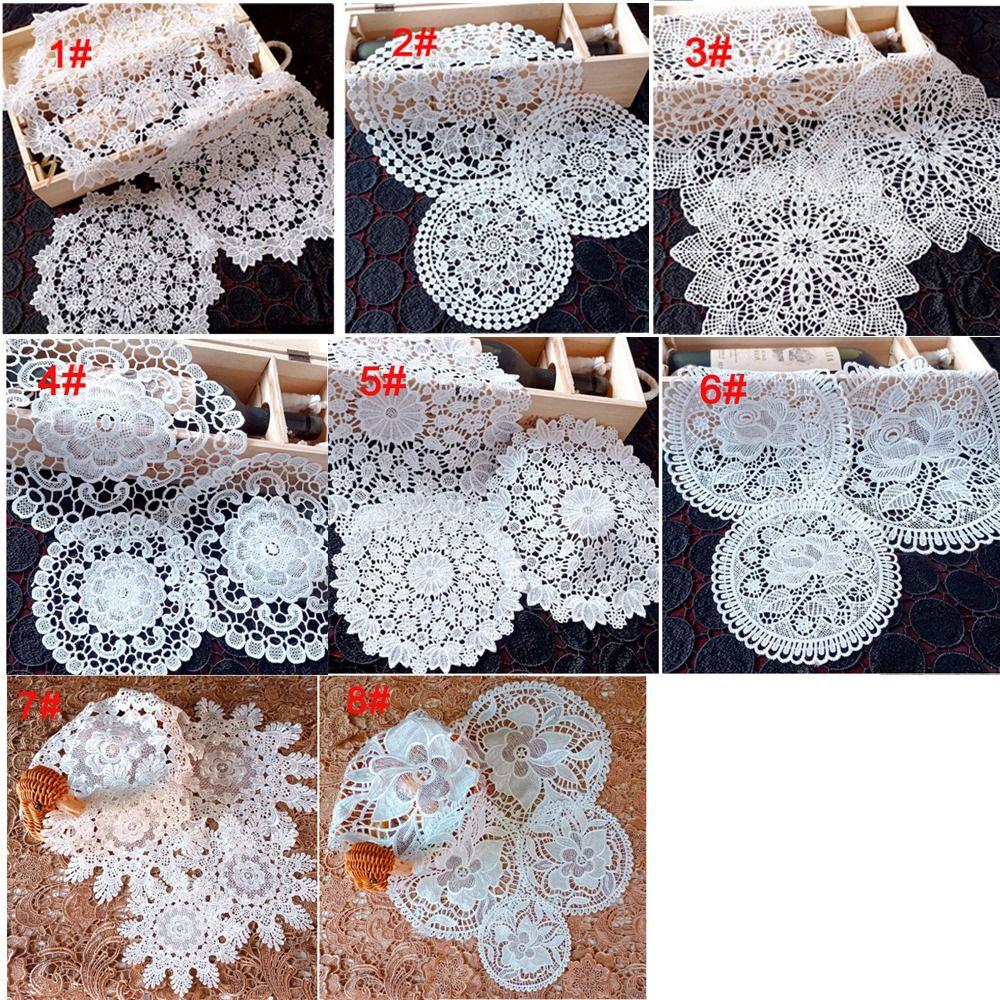 Hollow Delicate Cup Mat Lace Table Decoration Embroidery Flower Pad Placemat Doily Coaster