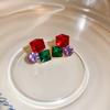 Niche Design Sense Color Three-dimensional Geometric Crystal Earrings Women's 2023 New Versatile Sweet Stud Earrings