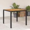VidaXL Garden Table and Acacia Wood Top, Dining Table, Meal Table, Outdoor Patio Terrace Furniture, Black 365529