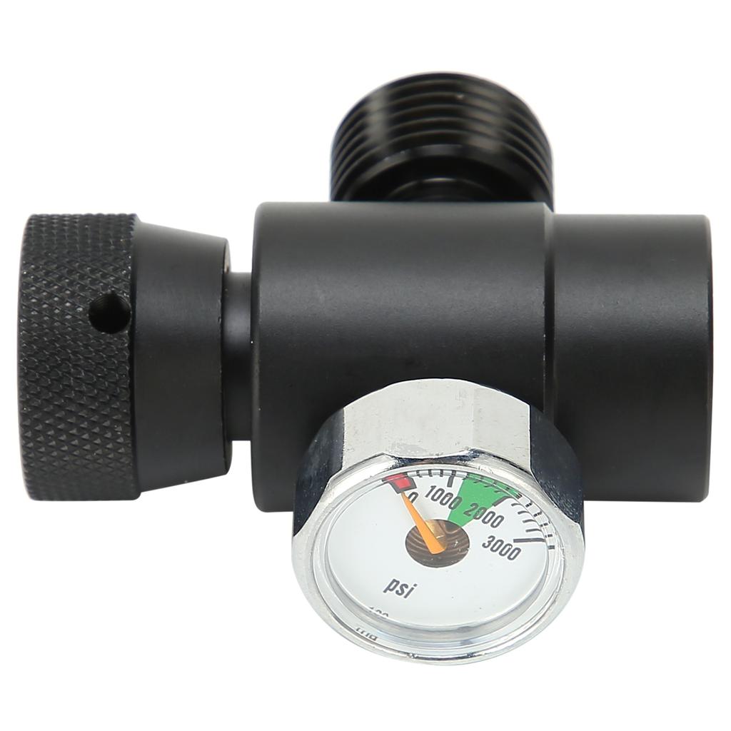 CO2 Cylinder Refill Adapter Connector CGA320 // TR21-4 ASA 3000psi Pressure Gauge Black