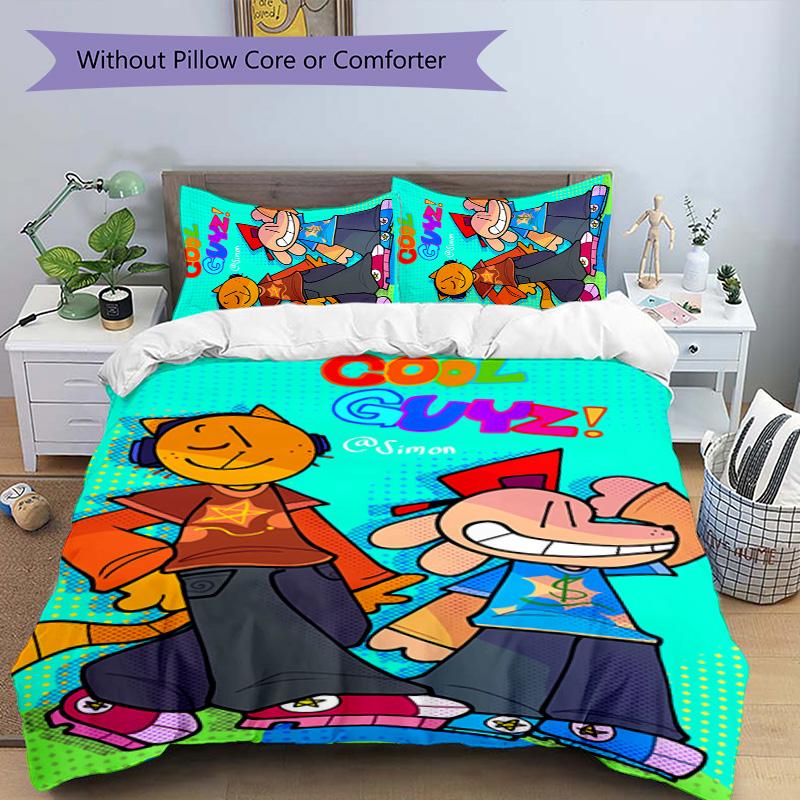 Dog Man 3pcs Bedding Set Duvet Cover Closure Includes 1 Duvet Cover & 2 Pillowcases for All Seasons Bedroom Home Dorm Decor