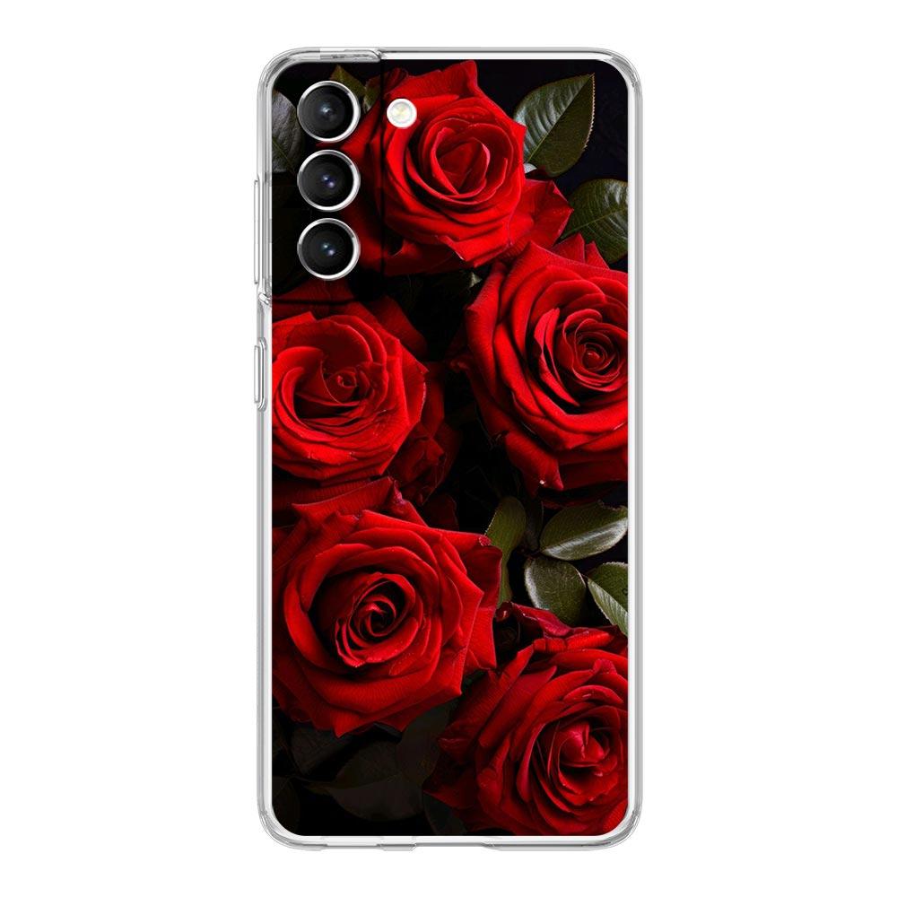 Чехол для телефона Samsung Galaxy S24 Plus S23 S22 S21 S20 FE Ultra 5G S10 S10E S9, прозрачный силиконовый чехол, красивые цветы красной розы