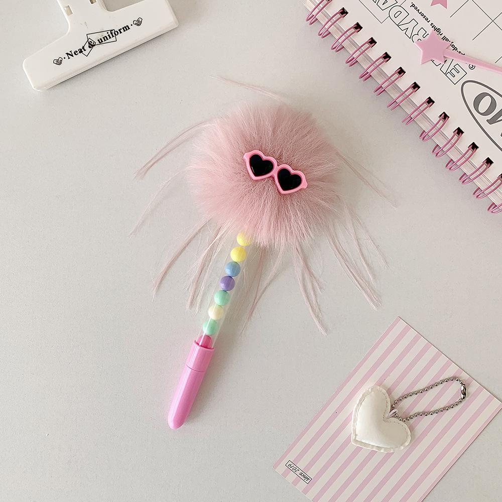 Смешная ручка-автомат в стиле каваи для детей, мальчиков и девочек, мультяшная плюшевая ручка креативного дизайна для письма, 0,5 мм, синие чернила, ручки для скрапбукинга