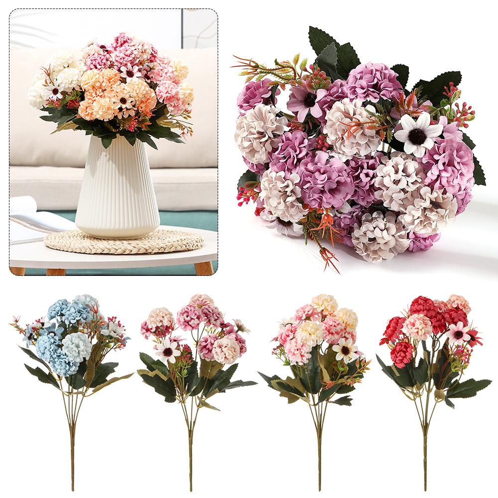 Bridal Bouquet Home Decoration Artificial Hydrangea Floral Arrangement Lifelike Plants Silk Daisy