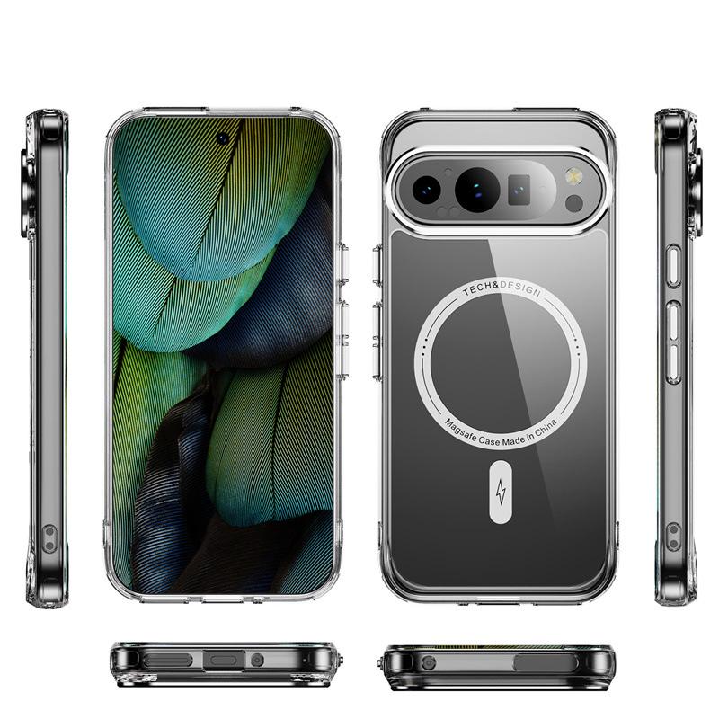 Магнитный прозрачный чехол для телефона Google Pixel 8, 9, 9A, 8 Pro, 10 Pro, 10 Pro XL