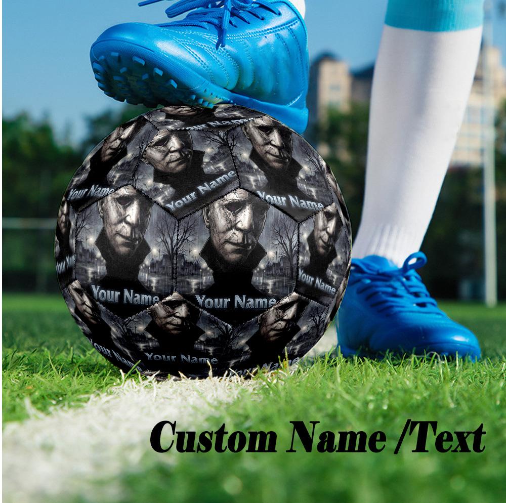 Custom Text Size 5 Soccer Ball, Standard Match Football For OutdoorHalloween Michael Myers