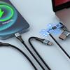 3 в 1 Быстрый зарядный кабель для iPhone Samsung Huawei Micro USB Type C Зарядный кабель 1.2M Многопортовый USB Зарядный кабель