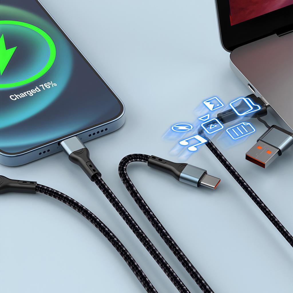 3 в 1 Быстрый зарядный кабель для iPhone Samsung Huawei Micro USB Type C Зарядный кабель 1.2M Многопортовый USB Зарядный кабель
