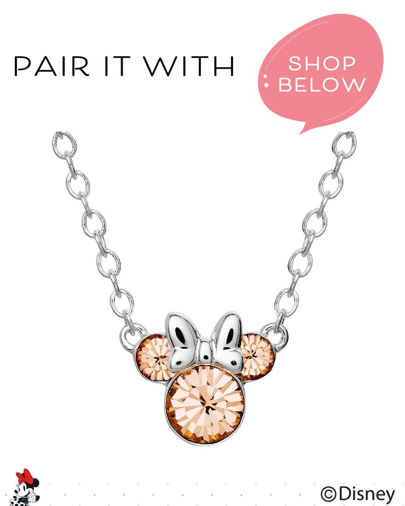 Disney Украшения с камнями по месяцу рождения Минни Маус, посеребренные серьги-пусеты с кристаллами для женщин и девочек