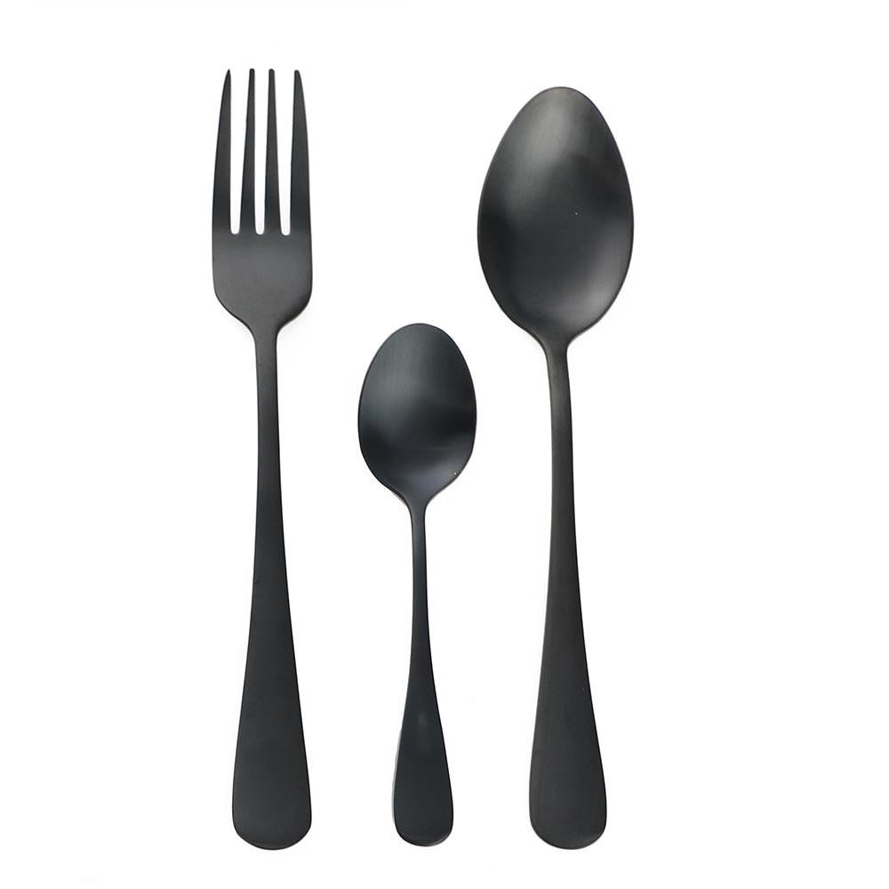 4 шт./лот, матовый черный набор столовых приборов, нож из нержавеющей стали, вилка, чайная ложка, набор столового серебра, многоразовая посуда для свадебных путешествий